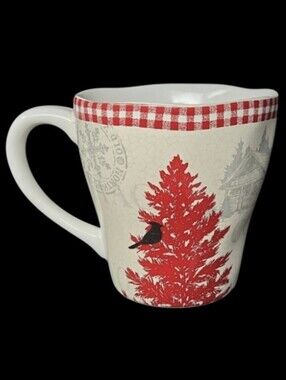 222 Fifth Northwood Cottage Red and White Holiday Mug